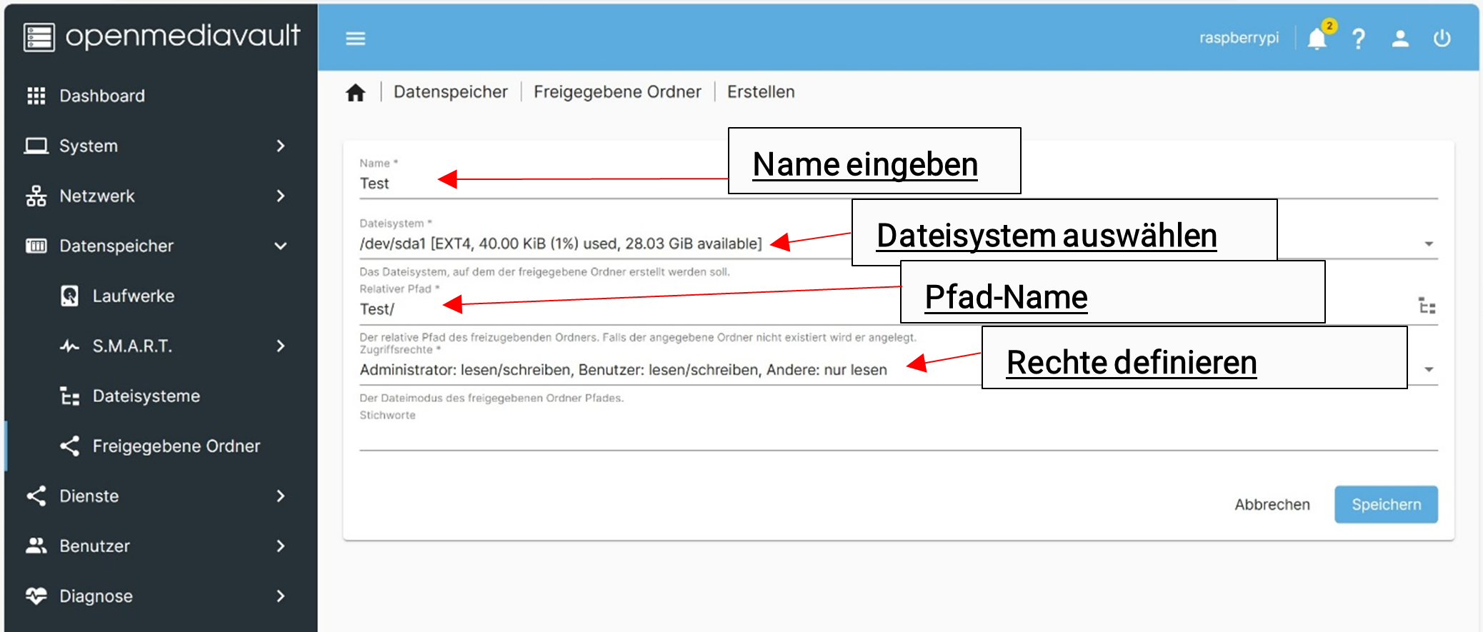 Änderungen im SMB/CIFS Dienst vornehmen